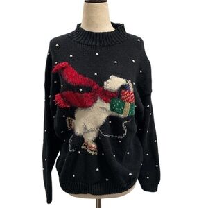 Vintage Mock Neck Christmas Sweater Polar Bear